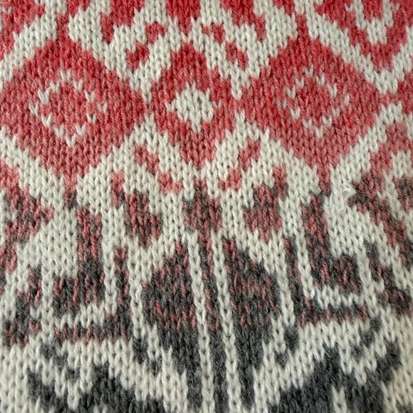 Talbots Petite Small Pink & Gray Fair Isle Crew Neck Pullover Sweater - Picture 2 of 6